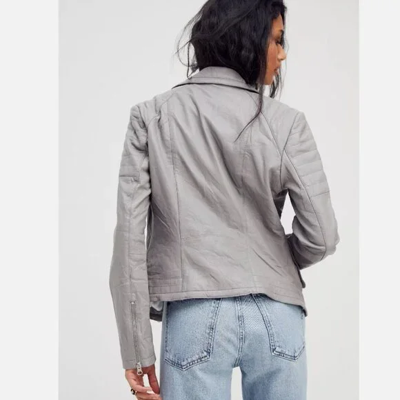 New Free People I'll Be Around Leather Moto Jacket Size Large MSRP: $428